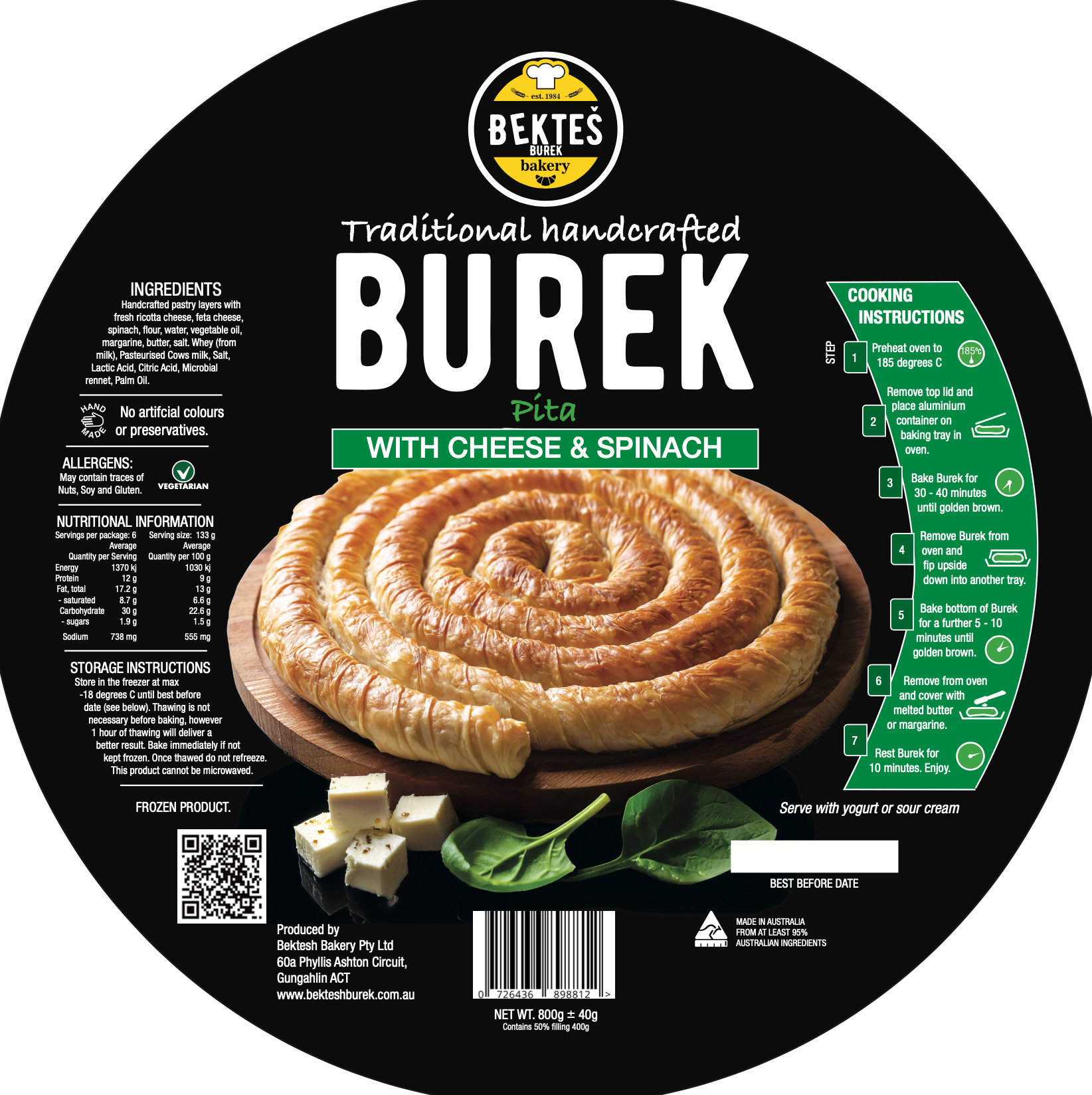 Cheese and Spinach Burek Round