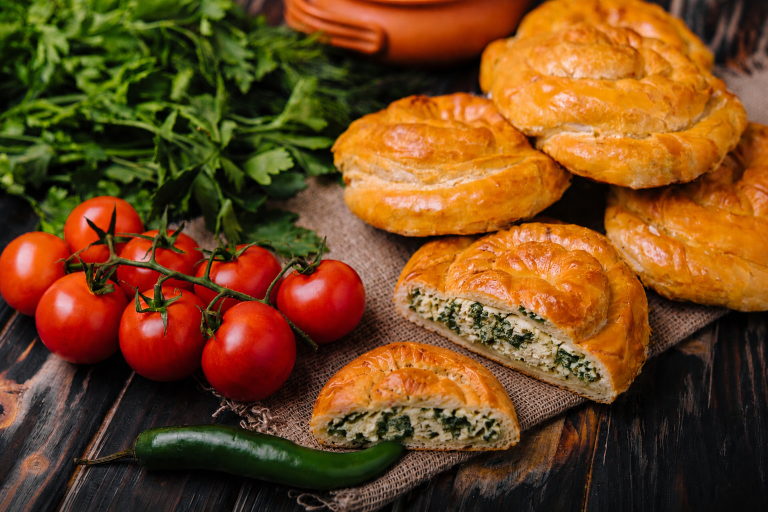 Frozen Small Round Cheese and Spinach Burek – Pack of 6